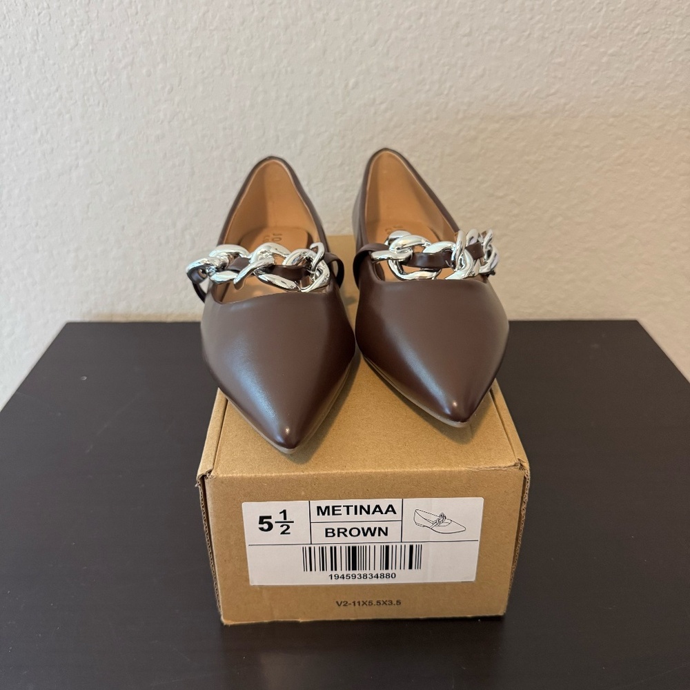 Journee Collection Womens Metinaa Ballet Pointed Toe Slip On Flats Size5.5 Brown